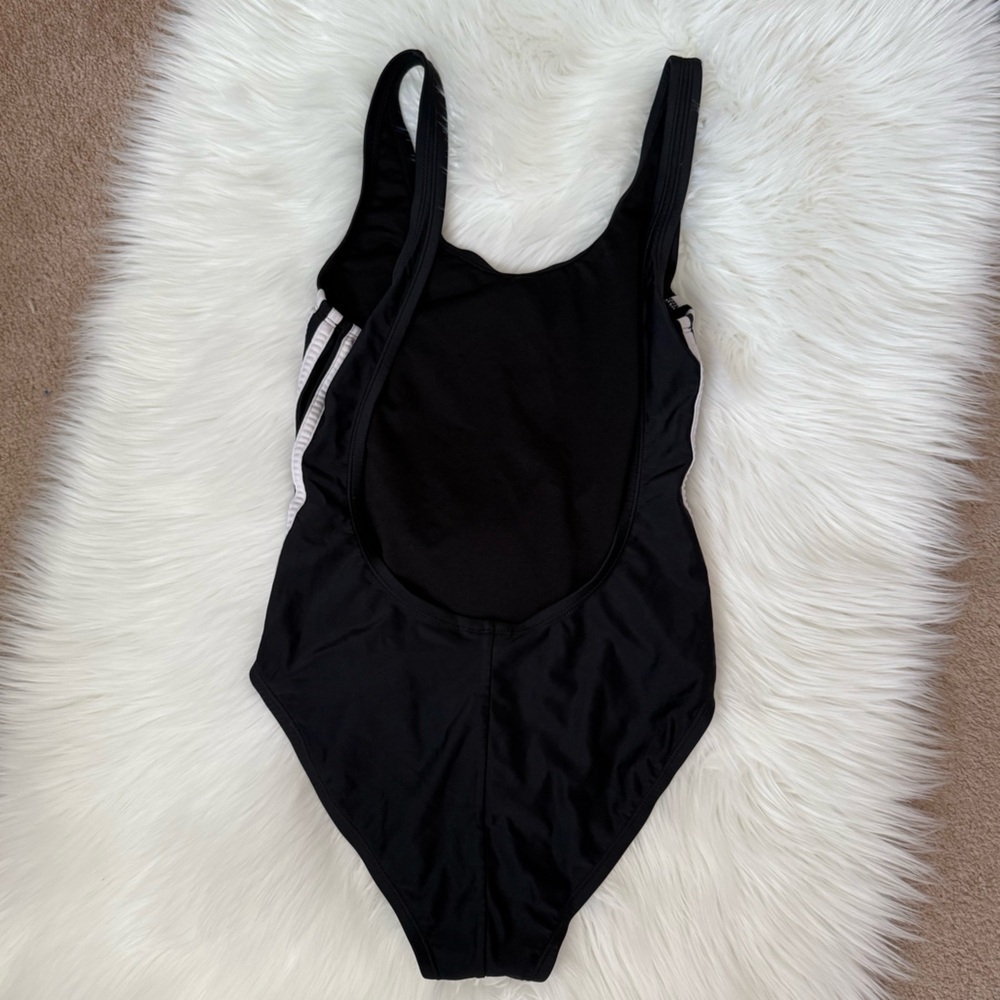 Adidas One Piece Front Logo Three Stripe Black Swimsuit Small - Picture 5 of 6